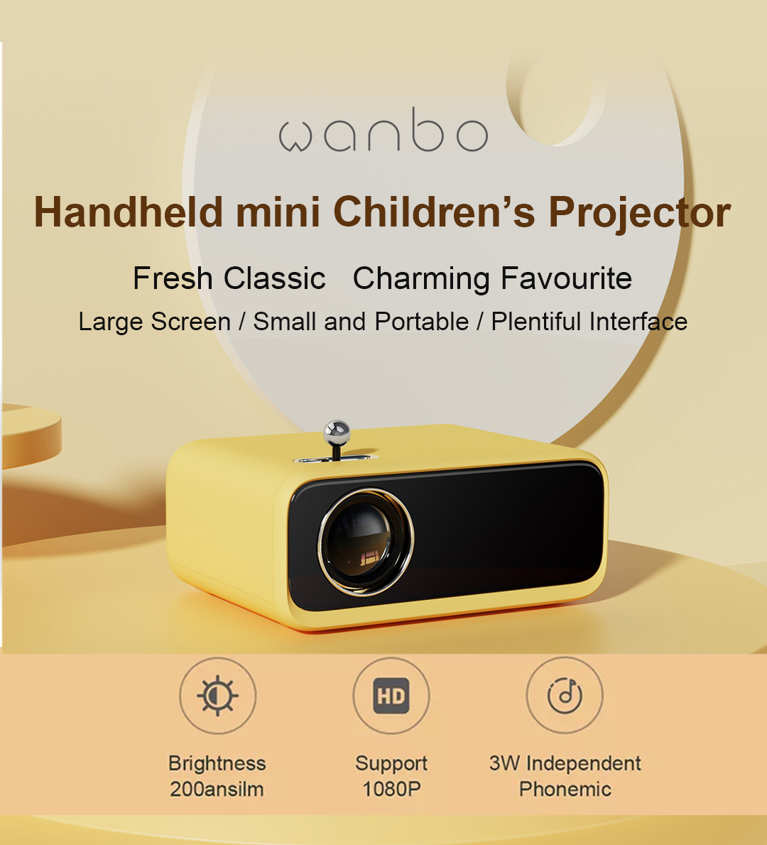 글로벌 버전 Wanbo X1 미니 프로젝터 지원 1080p 200 ANSI 루멘 800*480p LED 휴대용 프로젝터 전체 유리 렌즈 홈 시어터
